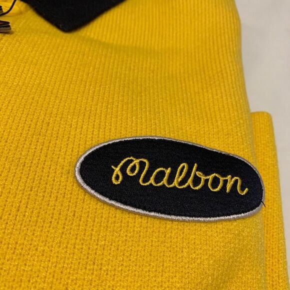 NWT Malbon Golf Sz L Mens Heritage Button Down Sweater Cardigan Marigold Navy - Picture 4 of 12